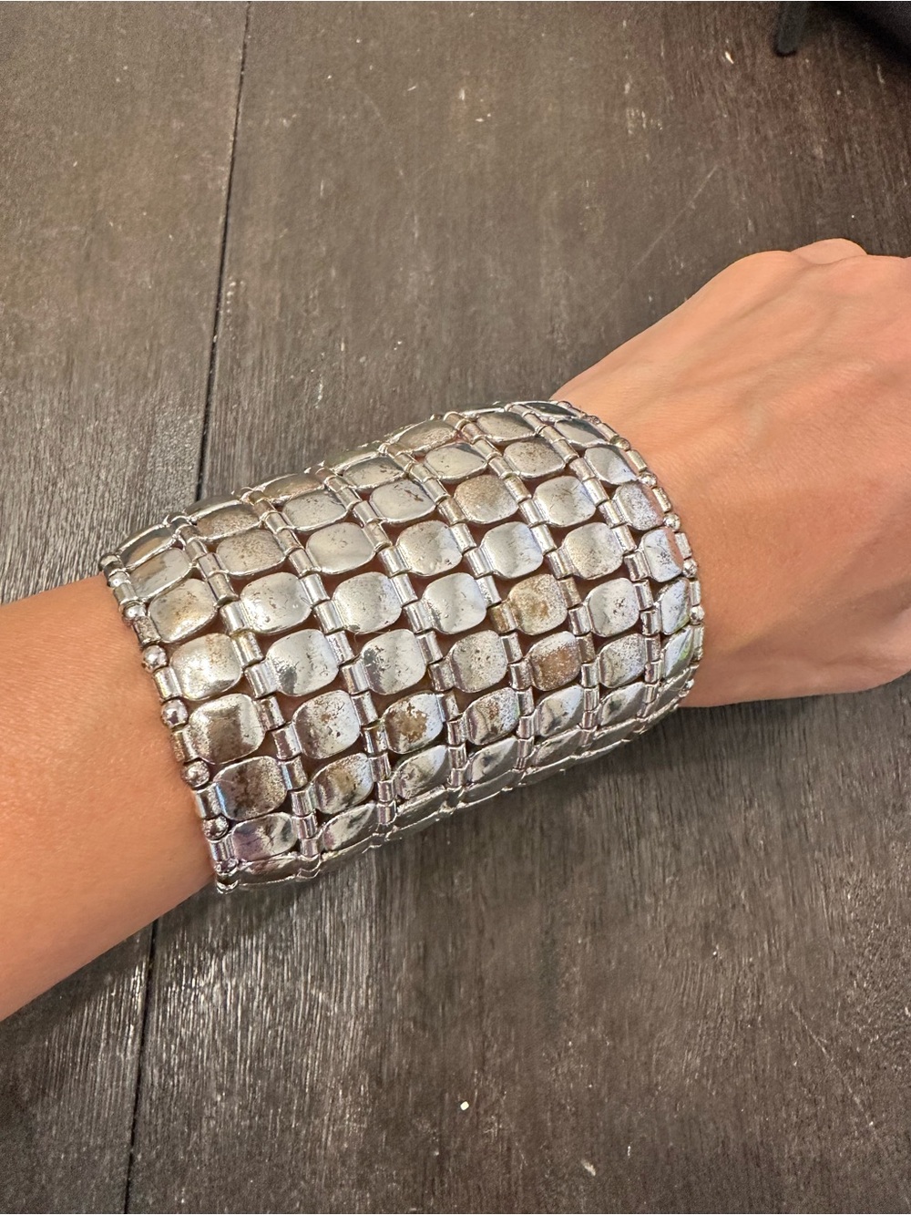 Wide Silver Statement Cuff Bracelet